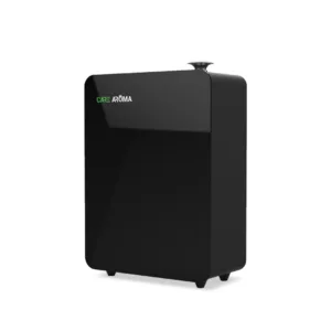 Front view of Care Aroma 24/7 commercial scent diffuser with minimal black metal design