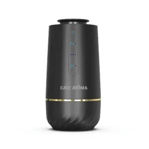 CARE AROMA smart car diffuser matte black with gold ring and LED indicators premium portable aroma diffuser for car and home use
